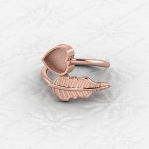 Argent véritable 925 8mm Lunette vierge Bague Coupe Setting Heart Leaf Design Breastmilk DIY Ashes Resin Keepsake Jewelry Finding Bag - Product Image 2