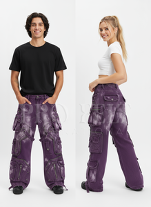 กางเกงยีนส์ขาสั้นสำหรับผู้ชายกางเกงทรงหลวมมีซิปและสายรัดแบบกอธิคอเนกประสงค์ - Product Image 5