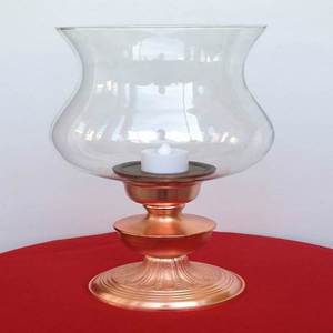 Lanterne ronde en aluminium couleur cuivre, faite à la main, durable, écologique, porte-bougie pour décorations de mariage de Pâques - Product Image 5