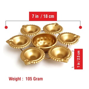 Juego de cuencos Diya Urli 100, cuencos decorativos de Metal de 7 pulgadas, soporte de candelita para Diwali, Ganesh Chaturthi, templo, decoración de boda - Product Image 3