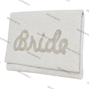 White Bridal Beaded Clutch Purse Unique Handcrafted Evening Bag for Brides, Bridesmaids, and Special Occasions - Product Image 1
