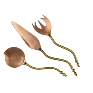 Cubiertos de acero inoxidable Ideal para cocina, mesa, café, hogar, cubiertos con acabado chapado en oro, elegante mango Multicolor, Juego de 4 - Product Image 3