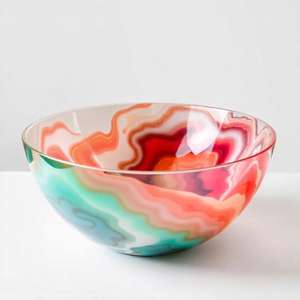 Bol en résine de Noël moderne motif tourbillon 3D coloré plat de service élégant finition brillante décor de salle à manger de fête - Product Image 1