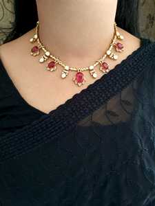 สร้อยโชคเกอร์ประดับเพชรทับทิมแบบอเมริกันพร้อมต่างหูชุดเครื่องประดับแบบโชกเกอร์สร้อยคอดีไซน์เนอร์เครื่องประดับแต่งงานสำหรับผู้หญิง - Product Image 2