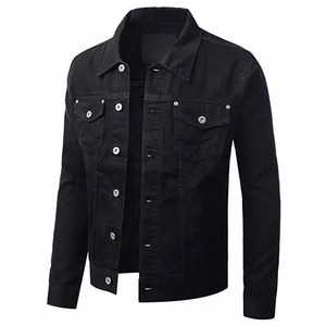 Custom Logo Men's High Street Style Denim Jacket Stand Collar 100% Cotton Zipper Closure Autumn <b>Work</b> Wear <b>Cargo</b> Pocket Hooded - Product Image 1
