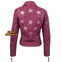 Nouvelle veste de motard vintage de style étoile pour femmes en cuir de peau de mouton véritable en noir avec des clous veste cloutée en cuir pour dames