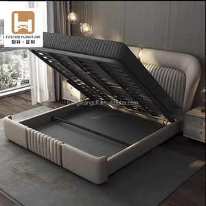 Элитная кровать из искусственной кожи для виллы, мягкая мебель для спальни, современный дизайн - Product Image 4