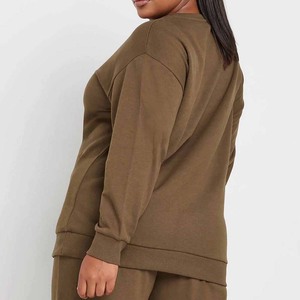 Conjunto de chándal de invierno transpirable de secado rápido de algodón 100% de calidad para mujer, chándal de cuello redondo con bloque de Color - Product Image 6