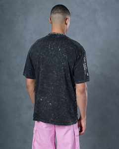 เสื้อยืดลายกราฟิกสั่งทำ สีดำฟอกกรด สไตล์สตรีทแวร์ ทรงโอเวอร์ไซส์ ลายพิมพ์วินเทจ - Product Image 2