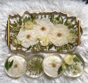 Bandejas Decorativas de Resina con Diseño de Plantas y Artesanía en Metal para una Decoración del Hogar Elegante y para Uso en una Mesa de Comedor Moderna - Product Image 2