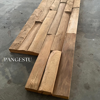 Panneaux muraux géométriques modernes en teck massif recyclé, insonorisants, empilés, texture naturelle, pour salon, hôtel