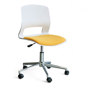 Traditional/Modern Ergonomic Office <b>Chair</b> with White Trim & Adjustable Headrest (Foam & PU Leather) - Product Image 1