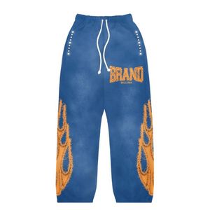 Pantalon vintage pantalon personnalisé français éponge empilé pantalon de survêtement jambe large lavage à l'acide en détresse Patch pantalon de survêtement évasé hommes - Product Image 6