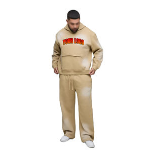 Ensemble de survêtement 2 pièces en coton pour hommes avec sweat à capuche et survêtement de jogging personnalisé DTF imprimé pour l'hiver - Product Image 1
