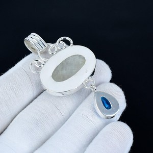 Pendentif en pierre de lune, argent sterling 925 massif, fait à la main, bijoux bohèmes de créateur, pendentif, cadeaux d'anniversaire pour femmes et enfants - Product Image 6