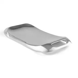 Bandeja de servicio de metal de diseño clásico en aluminio para el hogar y la cocina Juego de bandejas para servir café Comida Desayuno Cena - Product Image 1