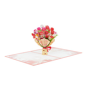 Custom Printed Rose Flower 3D Pop Up <b>Card</b> Eco Friendly Paper <b>Gift</b> for Wedding Event - Product Image 6