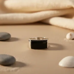 Anillo de Plata 925 con Piedra de Ónix para Hombre, Joyería con Gema Negra - Product Image 3