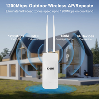 Antena SMA KuWFi, Punto de Acceso Inalámbrico para 100 Usuarios, 1200mbps, Punto de Acceso Wifi para Exteriores con Alcance de 100m, Punto de Acceso Wifi Poe