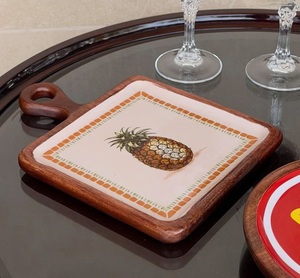 Tablas de Queso de Madera Natural con Bandeja de Servir Estampada en Esmalte, Rústicas para Aperitivos, Tablas de Cortar, Charcutería al Mejor Precio - Product Image 1