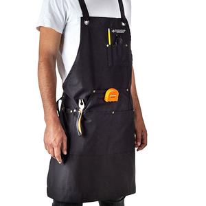 Delantales para hombres y mujeres, delantal de trabajo ajustable de alta resistencia, con bolsillo grande y espalda cruzada de lona - Product Image 2