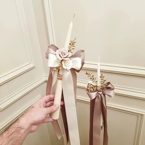 Bougeoir en métal antique avec finition de qualité supérieure à ruban coloré mignon pour la décoration de la maison et le mariage aux tarifs de gros - Product Image 3