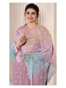 Pesado colorido Moonga hilo de seda bordado festivo Salwar trajes estilo indio y pakistaní para ocasiones de fiesta - Product Image 6