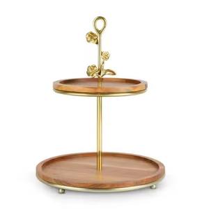 Antique Round <b>Wooden</b> <b>Cake</b> <b>Stand</b> With Metal Black Handle for Birthday Party Decor <b>Cake</b> Serving <b>Stand</b> Decorative <b>Cake</b> Sweet Holder - Product Image 2