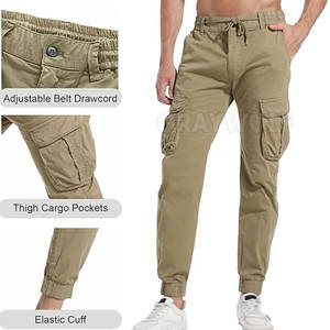 Venta al por mayor de pantalones de correr de carga para los hombres de Diseño de Moda de tela de algodón de ajuste regular - Product Image 5