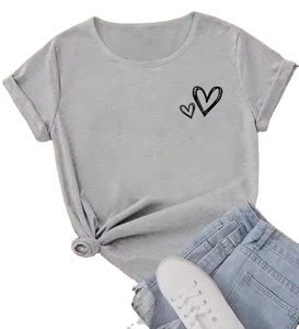T-shirt ample en coton respirant imprimé, coupe streetwear, épaules tombantes, personnalisé pour femme - Product Image 2