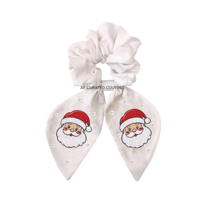 Personalizado al por mayor de algodón con cuentas Prenasalized bordado a mano Scrunchie accesorio para el cabello Navidad tema Fiesta Vibes - Product Image 4