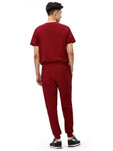 Uniforme d'infirmière en jean pour femme Jogger Suit Stretch Top Pantalon avec gommages multi-poches Col montant Manches courtes - Product Image 2