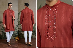 กระจกจริงพิมพ์ลายไหม kurtas กับ dupatta สำหรับปาร์ตี้ทางการอินเดียและปากีสถานเลือกสำหรับสวมใส่ทางการหรูหรา - Product Image 2