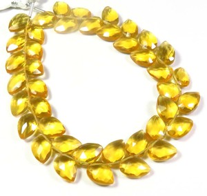 Chất Lượng Cao Tổng Hợp Thủy Tinh Thạch Anh Mặt Lỏng 10x7Mm Vàng Trong Suốt Lê Hạt 7.5 "Sợi Đường Chéo Khoan - Product Image 1