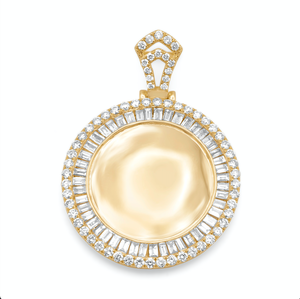 Colgante de moissanita de diamante redondo con memoria Unisex para niños, aleación chapada en oro de 24 quilates, dijes de moda callejera de Hip Hop - Product Image 1