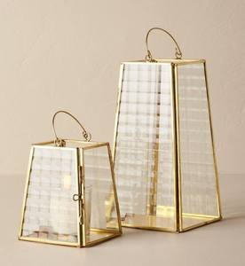 Decorative New Design Handcrafted Mild Steel Set of 2 <b>Lantern</b> with Gold Finished Used for Festive Decor <b>Indoor</b> <b>Lighting</b> Home Dec - Product Image 5