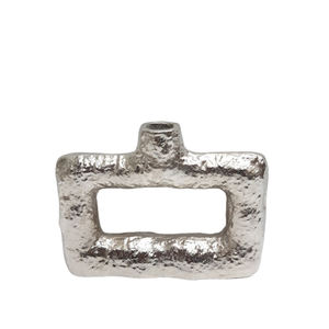 Juego de 2 floreros de aluminio para decoración del hogar con asas maceta de color plata y níquel áspero para decoración de sala de estar - Product Image 3