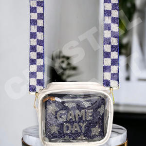 CRYSTAL CRAFT Sangle de sac à main en perles de verre de style indien de couleur personnalisée avec logo personnalisé Accessoires à la mode pour sacs - Product Image 1