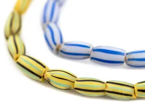 Antiguo comercio veneciano DIY joyería multicolor CRISTAL MURANO cuentas de vidrio redondo amarillo azul verde sandía Chevron diseño - Product Image 2
