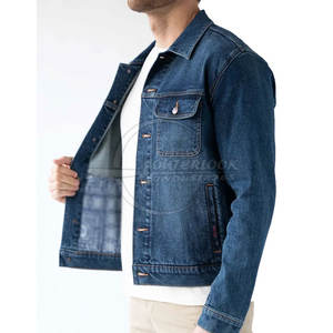 Veste en jean à points ouverts pour hommes, veste en jean à manches longues à prix d'usine - Product Image 4