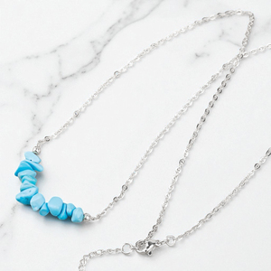 Classique boîte en or chaîne collier bleu ciel Turquoise puce perles pierres précieuses bijoux de mode pour cadeau de mariage Chakra cristal de guérison - Product Image 1