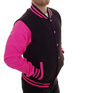 Personnalisable Toile Denim Varsity Vestes Hommes Femmes À Manches Longues Style Décontracté Stand Fermeture À Glissière Imperméable Respirant Laine - Product Image 1