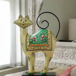 Beige Cat Iron Figurine for Tabletop Home <b>Decor</b> Easy Installation for Living <b>Space</b> Enhancement - Product Image 1