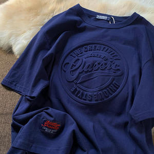 Venta al por mayor personalizado en relieve logotipo 100% algodón orgánico ropa casual impresión 3D en relieve camisetas de punto de gran tamaño para los hombres - Product Image 4