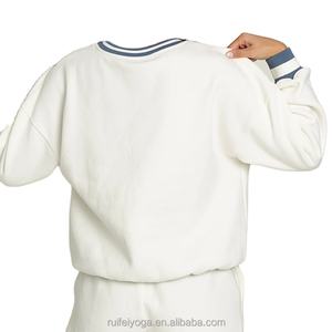 Pull-over de luxe sur mesure, col rond, en jersey 100% coton, coupe classique pour homme, molleton uni, teinture unie, printemps - Product Image 4
