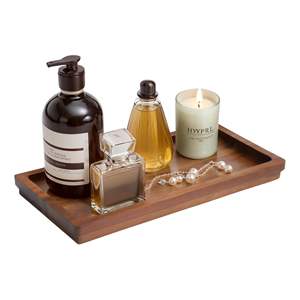 Élégant plateau de vanité de salle de bain en bois d'acacia naturel organisateur de qualité supérieure pour servir des cosmétiques bijoux parfum bougie - Product Image 1