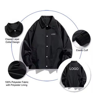 Chaqueta acolchada Unisex con logotipo personalizado Chaqueta de bombardero clásica Ajuste relajado Cremallera Cuello de solapa Lona Impermeable Transpirable Secado rápido - Product Image 6