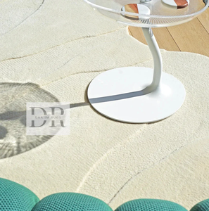 Irregular White Wool Hand <b>Tufted</b> <b>Rug</b> High Low Pile Handmade Area <b>Rug</b> Modern Turkish Design for Living Room Hallway Bedroom - Product Image 5