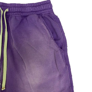 Shorts décontractés pour hommes, 100 % polyester, taille haute, avec cordon de serrage, tissage uni, respirant, infroissable, en tissu peigné - Product Image 2