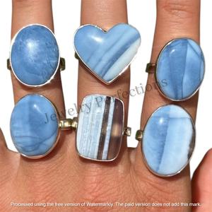 Anillo Ovalado de Plata de Ley 925 con Ópalo Azul Original, Venta al por Mayor, Tendencia, Precio de Fábrica, Joyería para Mujer - Product Image 2